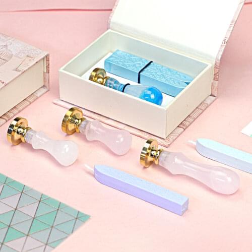 Custom Crystal Stamp Box Sets Vintage Wax Seal Sealing Beads Kits Stamps Kit for Envelope Wedding PackageGifts Postcard Journal