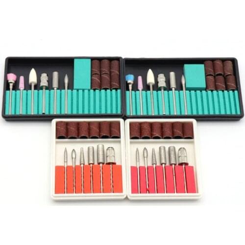 Nail Electric Drill Bits Grinding Head Kit Sanding Bands File Set for Filing Machine Pedicure Manicure Tools 6/12 Pcs per set