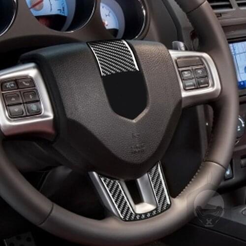 2pcs/set Wheel Trim Stickers Carbon Fiber Steering Easily Installation Personal Car Elements for Dodge Challenger 11-14 LHD