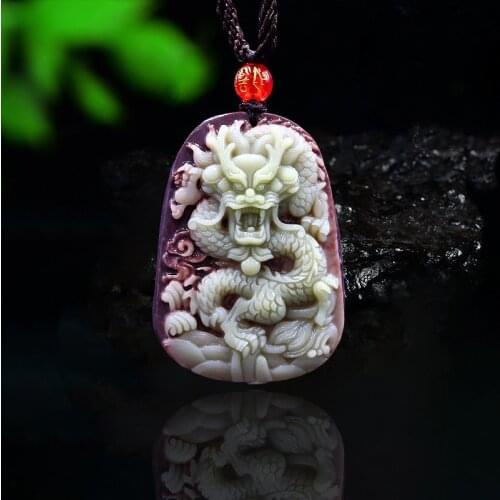 Jade Dragon Pendant Chinese Jewelry Gemstone Amulet Charm Gifts Lucky Necklace Fashion Carved Natural