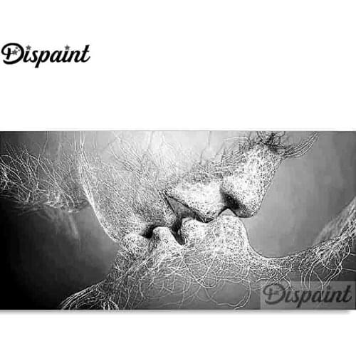 Dispaint Full Square/Round Drill 5D DIY Diamond Painting"Black white love figure"3D Embroidery Cross Stitch 5D Decor Gift A24933