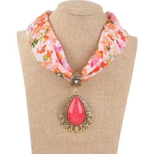 RUNMEIFA Pendants Necklaces chiffon Jewelry Scarf Woman/Ladies New Fashion Vintage Long Tassel female Solid Bohemian Style