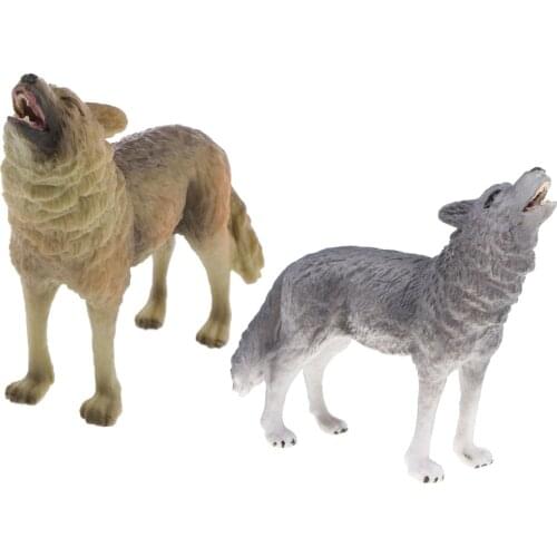 3 Pcs Realistic Howling Wolf Wild Animal Figurine Model Action Figure Kids Educational Toys Gift Home Decoration