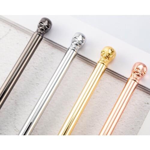 Brand Punk skull Metal Roller Ball Pen Luxury Ballpoint Pen Writing Gift Office School Supplies Black Ink Refills 1.0mm