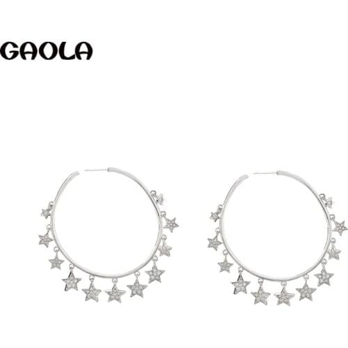 GAOLA Trendy Simple New Design Geometric Ear ring Star Earrings Stylish Wild Metal Texture Tassel Star Earring Personality E9516