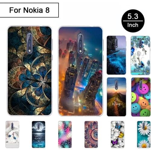 Silicon Case For Nokia 8 Back Phone Cover Soft TPU Cases For Nokia 8 5.3 inch Painted Pattern Cover Cartoon Cute Flower Shells