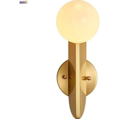 Nordic Copper Wall Lamps Glass Lampshade Wall Lights Minimalism Wandlamp Bedroom Light Mirror Light For Home Decoration Bar Cafe