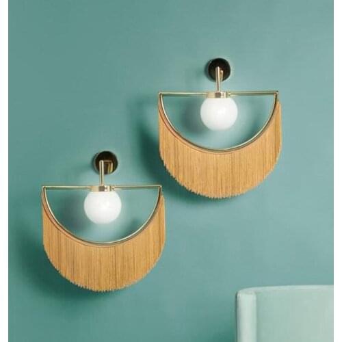 Nordic designer tassel wall light fix Pink Ins Girl Tassel wall lamp Wall Sconces for living room bedroom hotel led fixtures