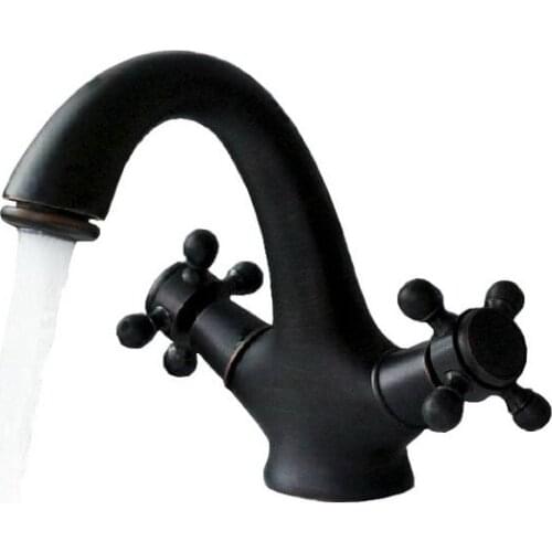 Dual Cross Handles Oil Rubbed Bronze Bathroom Vessel Sink Basin Faucet Mixer Taps anf072