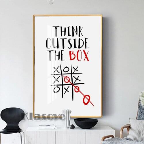 Think Outside The Box Modern Minimalist Creative Poster Bedroom Art Print Wall Hanging Picture Living Room Home Decor Funny Gift