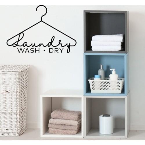 Laundry Wash Dry Wall Sticker Laundry Hanger Sign Wall Decals Laundry Room Decor Wallpaper Vinyl Laundry Door Decoration
