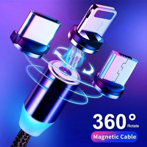 LED Magnetic charge Cable For iPhone Samsung Android Fast Charging Magnet Charger Micro USB Type C Cable Mobile Phone Cord Wire