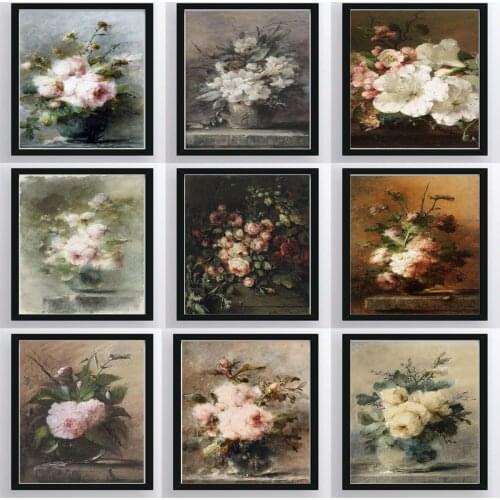 Vintage Flower Poster Canvas Print Painting Wall Art Living Room Home Decoration