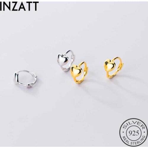 INZATT Real 925 Sterling Silver Heart Hoop Earrings For Fashion Women Party Minimalist Fine Jewelry Cute Accessories Gift