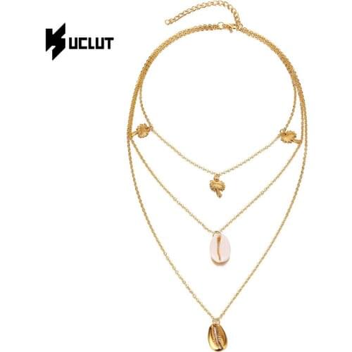 Vintage Multi Layer Necklace for Woman Beach Coconut Tree Pendant Shell Necklace Jewelry Gifts