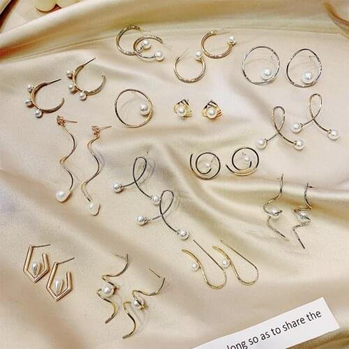 New Imitation Pearls Series Statement Dangle Drop Earrings for Women Fashion Vintage Geometric Fabric Hanging Earring Jewelry