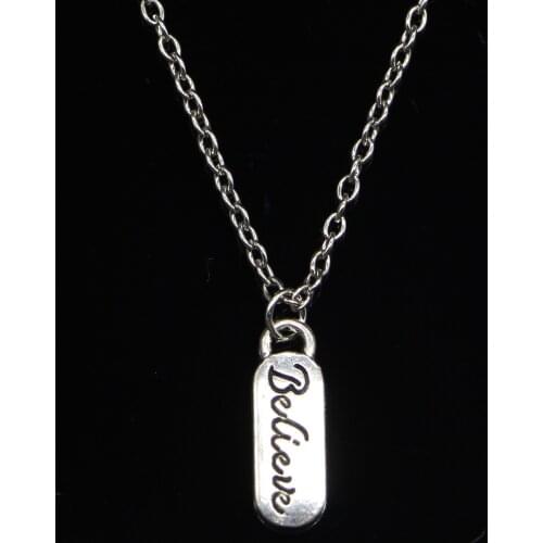 20pcs New Fashion Necklace 20x6mm plates believe Pendants Short Long Women Men Colar Gift Jewelry Choker