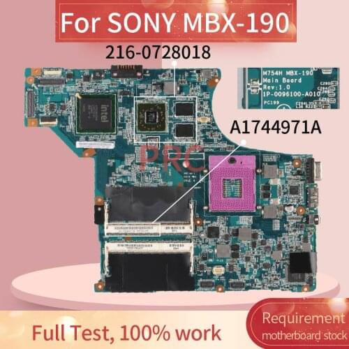 A1744971A For SONY MBX-190 Notebook Mainboard 1P-0096100-A010 216-0728018 PM45 DDR2 Laptop motherboard