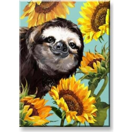 Full Square Round Drill 5D DIY Diamond Painting sloth Sunflower 3D Embroidery Cross Stitch Animal Home Decor Handicraft A2252