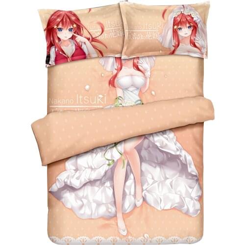Anime The Quintessential Quintuplets Nakano Itsuki Bed Sheet or Duvet Cover with Pillow cases Bedding Linen bedding set luxury