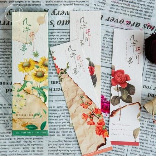30pcs Vintage Flower Bookmarks Retro Plant Designs Paper Bookmark Book Marks Cards Gifts Message Card