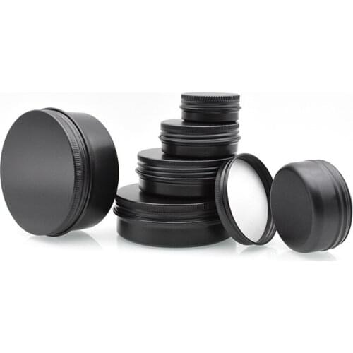 5-250ml Black Aluminum Box Can Cosmetics Tea Ointment Body Hair Wax Horse Oil Can Small Box Home Storage Makeup Organizers 2020