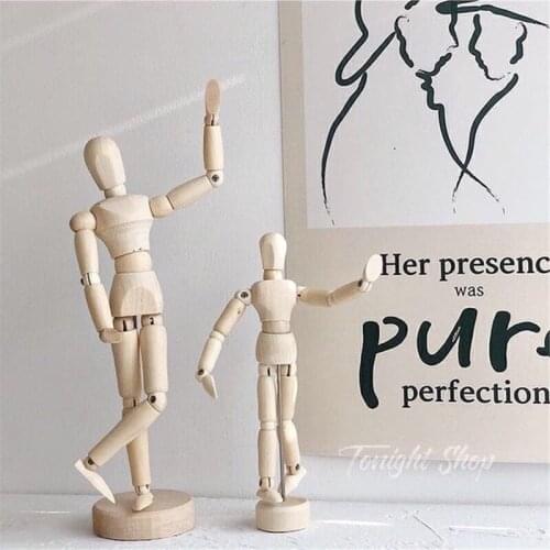 Wooden Manikin Movable Home Decoration Jointed Doll Model Sketch Mannequin Wooden Crafts Home Figurines Miniatures Decor