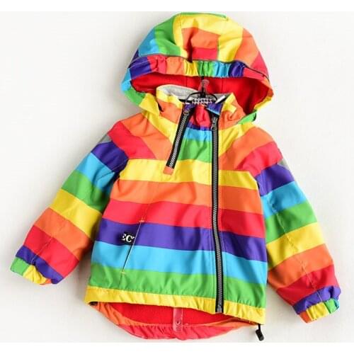Trench Coat For Children 2019 Boys Girls Rainbow Coat Hooded Sun Water Proof Childrens Jacket for Spring Autumn Kids Clothing