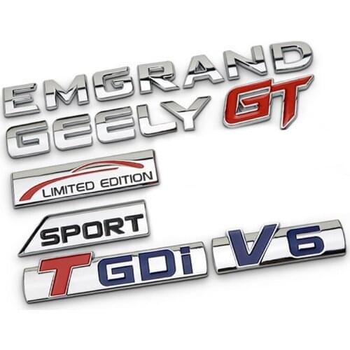 For Limited Edition T GDI V6 Sport Emblem for Geely Emgrand EC7 EC8 X7 GX Vision King Kong GT GE CK MK Chrome Body Sticker Car