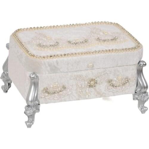 Elegant Multifunction Velvet Handcraft Pearly Storage Box Organizer Jewellry Crate Treasure Makeup Cosmetics Chest Home Decor