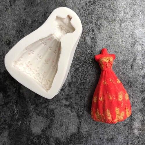 Wedding Dress Modeling Liquid Silicone Mold DIY Sugar Turning Clay Drop Molding Tool K157