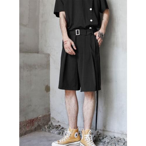 Summer 2021 straight line Harlem pants, shorts, Capris, black dark blue, loose, mens large Yamamoto, dark black