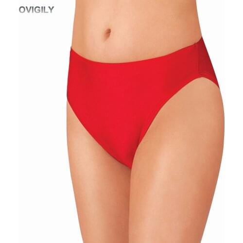 OVIGILY Red Adults Spandex Dance Shorts Womens High Leg Cut Jazz Shorts Lycra Booty Shorts Girls Fitness Shorts Ballet Show