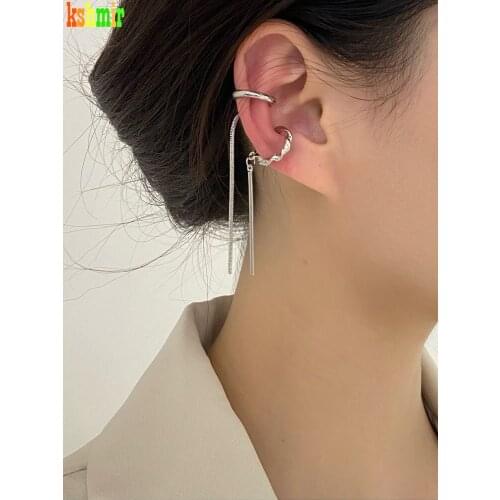 KshmirNew ear bone clip female simple one word chain ear clip without ear hole fashion asymmetrical earrings female jewelry gift