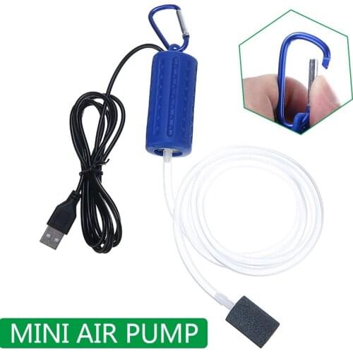 Mayitr 1pc Dark Blue Mini USB Aquarium Air Pump Mute Energy Saving Oxygen Pumps With Silicone Tube For Outdoor Fishing Fish Tank