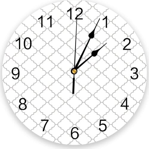 White Geometric Morocco 3d Wall Clock Modern Design Farmhouse Decor Kitchen Vintage PVC Round Clock Living Room Decoration