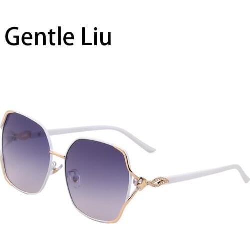 Women Stylish Polarized Sunglasses Big Frame Diamond Fox Sun Glasses Luxury Brand Designer Eyewear UV400 Lunettes