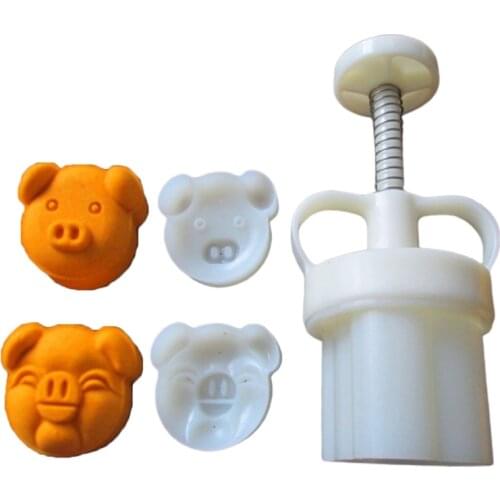 Plastic Mooncake Mold Pig Face Stamp Cookie Cutter Mold Hand Press Baking Tools