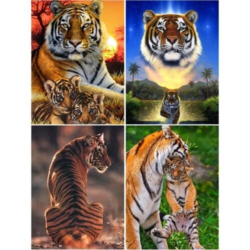 Full Round Diamond Embroidery Tiger Kit 5D DIY Diamond Painting Tiger Cross Stitch Rhinestone Mosaic Home Wall decor painting