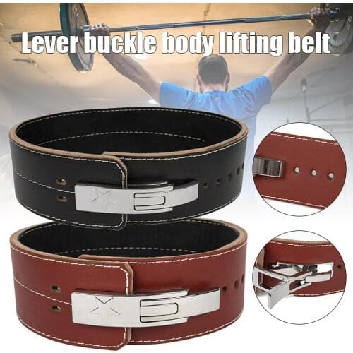 Fitness Belt Leather Waist Belt Squat Weightlifting Exercise Training Power Lifting Belt Lever Buckle WHShopping
