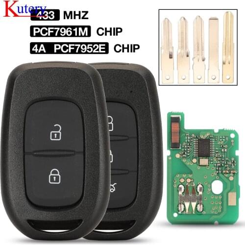 Kutery 2/3 Buttons Smart Remote Car Key 433MHZ 4A PCF7961M/PCF7952E Chip For Renault Megane 2 Captur Duster Clio Modus Logan