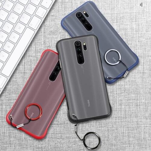 Luxury Ultra-thin Frameless Transparent Matte Case For Redmi 7A 8A Note 3 4 4X 5A Prime 5 6 7 8 8T Pro S2 With Finger Ring Case