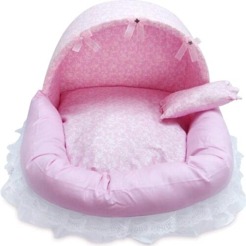 Pink Lace Dog Beds For Small Dogs With Cushion S M L Pet Washable Puppy Animal Cat Indoor Sweet Home Yorkie Car Seat Mat Goods