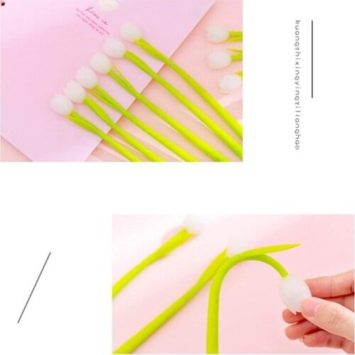 1pc Creative Tulip Silicone Gel Pen Student Class Writing Black Pen Office Pen School Supply Stationary 0.38mm Signature Pen