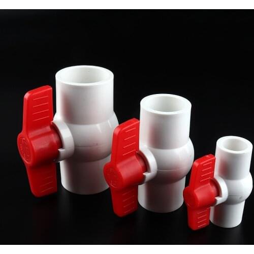 20-160mm Big Size PVC Flat Ball Valve Garden Irrigation Hose Connection Fittings Aquarium Red White Switch Globe Valve