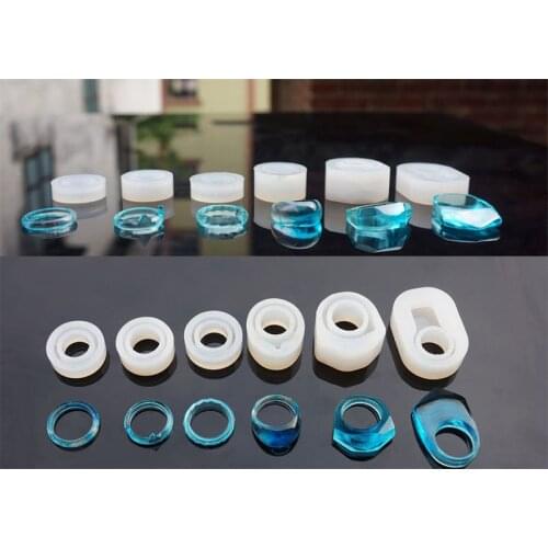 6 Shapes Silicone Casting Molds For DIY Resin Rings Jewelry Resin Silicone Mold Tools For Clay Epoxy Resin