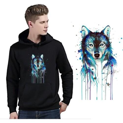 Dark Animal Wolf Iron on Heat Transfer Printing Patches Stickers for Clothes T-shirt DIY Appliques Washable Patches Wholesale