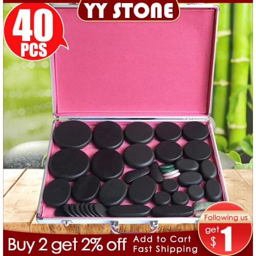 Tontin 40pcs/set Hot stone massage set basalt massage stones massager round Salon SPA with heater CE and ROHS massage tool