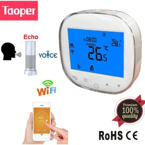 WiFi Smart Thermostat Underfloor Electric Heating Radiator Room Temperature Controller Black Screen 100-240V Alexa Voice Control