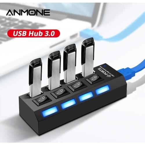 ANMONE USB Hub 3.0 Multi USB 3.0 Hub USB Splitter High Speed 4 ports 2.0 Hab TF SD Card Reader All In One Accessories Hub For PC